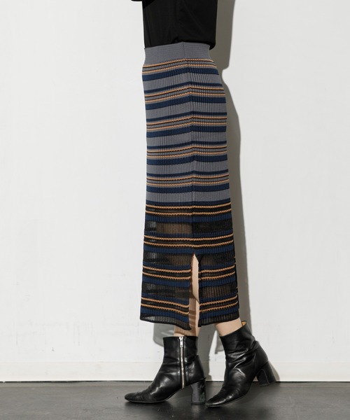 Tricote（トリコテ）の「TRICOTE BORDER SKIRT（スカート・レディース・ベージュ/グレー・FREE）」の14枚目の写真