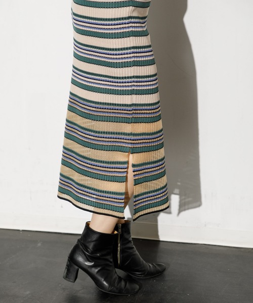 Tricote（トリコテ）の「TRICOTE BORDER SKIRT（スカート・レディース・ベージュ/グレー・FREE）」の8枚目の写真