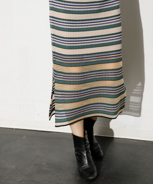 Tricote（トリコテ）の「TRICOTE BORDER SKIRT（スカート・レディース・ベージュ/グレー・FREE）」の7枚目の写真