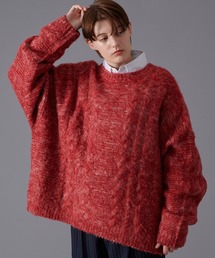 SHAGGY MELANGE CABLE KNIT / シャギーメランジケーブルニット