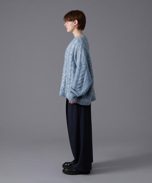 ONCILY(オンシェリー)の「SHAGGY MELANGE CABLE KNIT / シャギーメランジケーブルニット(ニット/セーター・メンズ・グリーン/レッド/ブルー・MEDIUM/LARGE)」の10枚目の写真