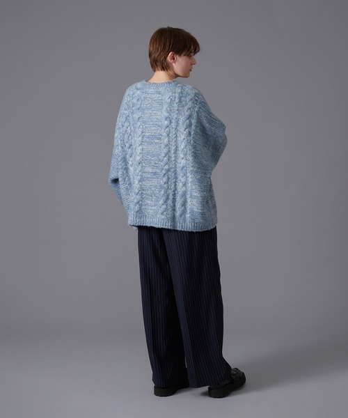 ONCILY(オンシェリー)の「SHAGGY MELANGE CABLE KNIT / シャギーメランジケーブルニット(ニット/セーター・メンズ・グリーン/レッド/ブルー・MEDIUM/LARGE)」の11枚目の写真