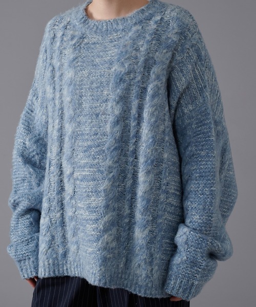 SHAGGY MELANGE CABLE KNIT / シャギーメランジケーブルニット（ニット