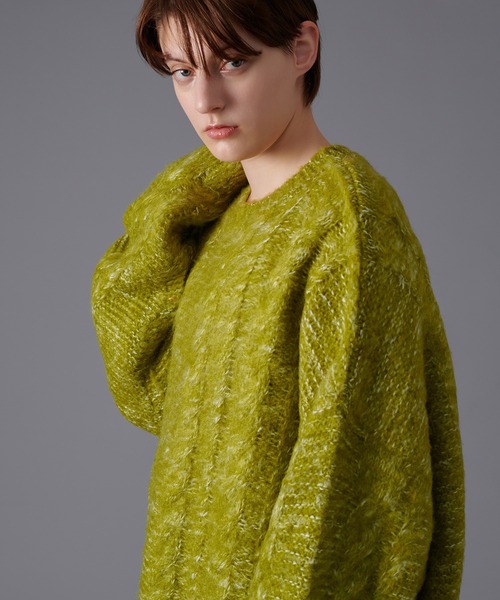ONCILY(オンシェリー)の「SHAGGY MELANGE CABLE KNIT / シャギーメランジケーブルニット(ニット/セーター・メンズ・グリーン/レッド/ブルー・MEDIUM/LARGE)」の19枚目の写真