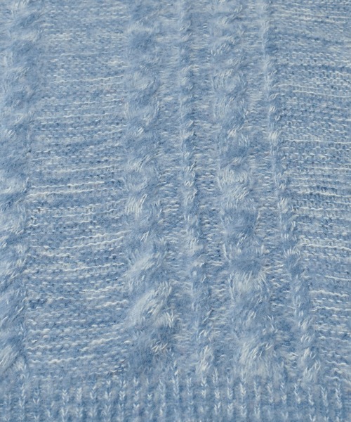 ONCILY(オンシェリー)の「SHAGGY MELANGE CABLE KNIT / シャギーメランジケーブルニット(ニット/セーター・メンズ・グリーン/レッド/ブルー・MEDIUM/LARGE)」の14枚目の写真