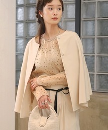 Bab（バブ）の「【オケージョンドレス/結婚式/2サイズ展開/SET ITEM/インナー付き/裏地付き】ケープ風ジャケット（ノーカラージャケット）」