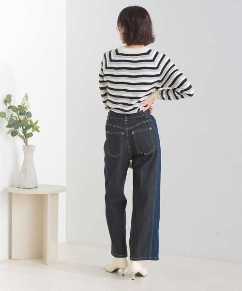 FURRY（ファーリー）の「マルチボーダーストレッチプルオーバー（ニット/セーター・レディース・ターメリック/オフホワイト/ブルーグリーン・FREE）」の8枚目の写真