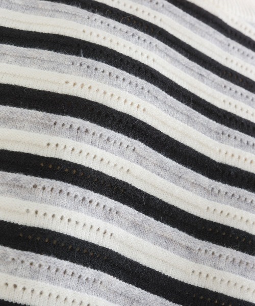 FURRY（ファーリー）の「マルチボーダーストレッチプルオーバー（ニット/セーター・レディース・ターメリック/オフホワイト/ブルーグリーン・FREE）」の9枚目の写真