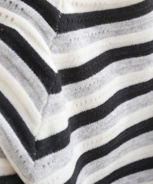 FURRY（ファーリー）の「マルチボーダーストレッチプルオーバー（ニット/セーター・レディース・ターメリック/オフホワイト/ブルーグリーン・FREE）」の10枚目の写真