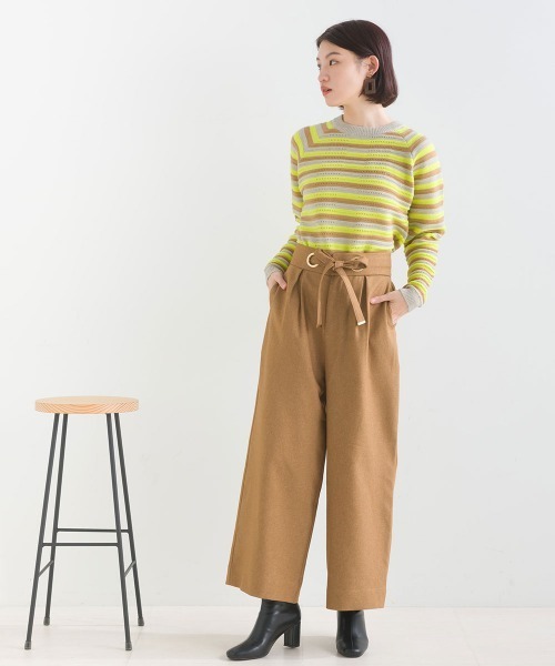 FURRY（ファーリー）の「マルチボーダーストレッチプルオーバー（ニット/セーター・レディース・ターメリック/オフホワイト/ブルーグリーン・FREE）」の14枚目の写真