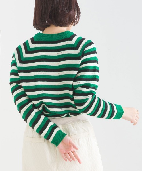 FURRY（ファーリー）の「マルチボーダーストレッチプルオーバー（ニット/セーター・レディース・ターメリック/オフホワイト/ブルーグリーン・FREE）」の21枚目の写真