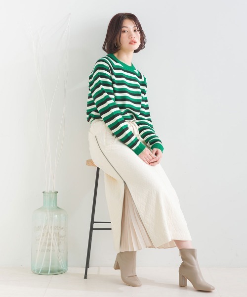 FURRY（ファーリー）の「マルチボーダーストレッチプルオーバー（ニット/セーター・レディース・ターメリック/オフホワイト/ブルーグリーン・FREE）」の22枚目の写真