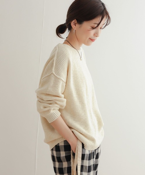 URBAN RESEARCH DOORS(アーバンリサーチドアーズ)の「コットンスラブKNIT(ニット/セーター・レディース・ネイビー/グレー/ライトベージュ・MEDIUM)」の22枚目の写真