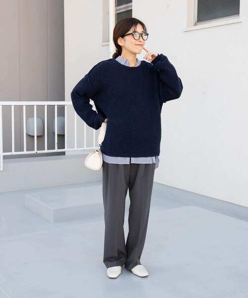 URBAN RESEARCH DOORS(アーバンリサーチドアーズ)の「コットンスラブKNIT(ニット/セーター・レディース・ネイビー/グレー/ライトベージュ・MEDIUM)」の5枚目の写真