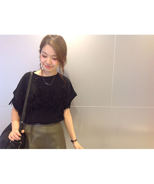 Chico（チコ）の「フリンジニット（ニット/セーター・レディース・モスグリーン/ブラック/ホワイト・FREE）」の2枚目の写真