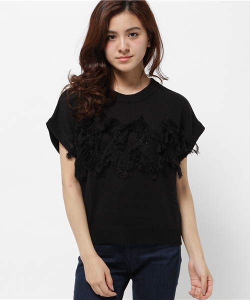 Chico（チコ）の「フリンジニット（ニット/セーター・レディース・モスグリーン/ブラック/ホワイト・FREE）」の10枚目の写真