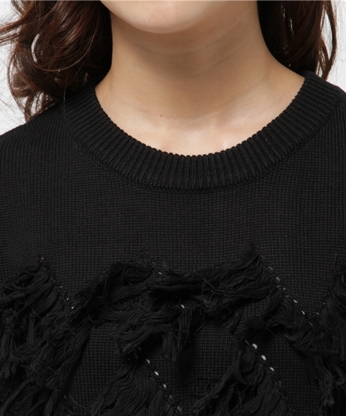 Chico（チコ）の「フリンジニット（ニット/セーター・レディース・モスグリーン/ブラック/ホワイト・FREE）」の7枚目の写真