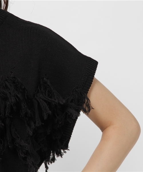 Chico（チコ）の「フリンジニット（ニット/セーター・レディース・モスグリーン/ブラック/ホワイト・FREE）」の8枚目の写真