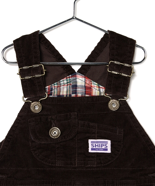 SHIPS（シップス）の「SHIPS KIDS:コーデュロイ オーバーオール ハーフ（ロンパース・キッズ・ブラウン/ベージュ・90/80）」の4枚目の写真