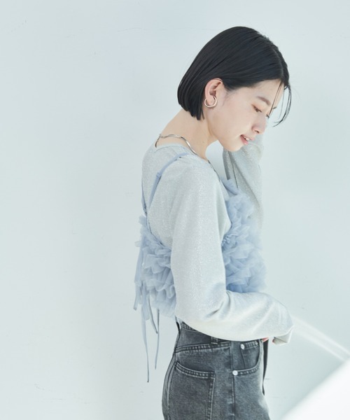 マルチWAYチュールビスチェ付きラメトップス（Tシャツ