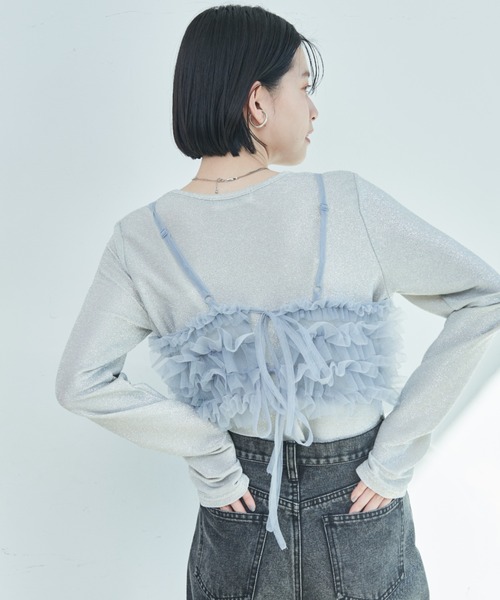 Shelly island（シェリーアイランド）の「マルチWAYチュールビスチェ付きラメトップス（Tシャツ/カットソー・レディース・ブラック系その他/シルバー/ブラック・FREE）」の22枚目の写真