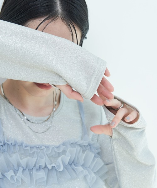 Shelly island（シェリーアイランド）の「マルチWAYチュールビスチェ付きラメトップス（Tシャツ/カットソー・レディース・ブラック系その他/シルバー/ブラック・FREE）」の20枚目の写真