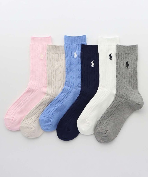 POLO RALPH LAUREN（ポロ ラルフ ローレン）の「POLO RALPH LAUREN レディース 綿レーヨンシルク混 クラシックケーブル 20cm丈 クルーソックス 03207559（ソックス/靴下・レディース・グレー系その他/ホワイト/ベージュ/ブルー系その他/ネイビー/サーモンピンク・23-25cm）」の9枚目の写真