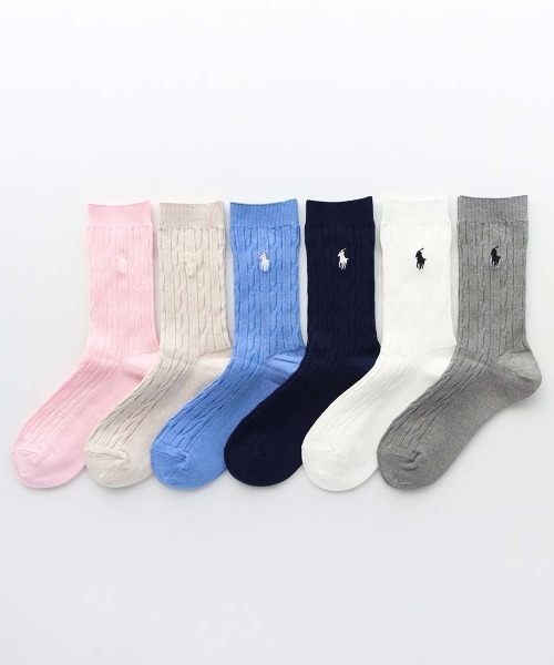 POLO RALPH LAUREN（ポロ ラルフ ローレン）の「POLO RALPH LAUREN レディース 綿レーヨンシルク混 クラシックケーブル 20cm丈 クルーソックス 03207559（ソックス/靴下・レディース・グレー系その他/ホワイト/ベージュ/ブルー系その他/ネイビー/サーモンピンク・23-25cm）」の8枚目の写真