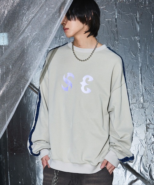 SAVEDGE（セーベッジ）の「LOOSE FRINGE LINE METAL LOGO SWEAT/ルーズフリンジラインメタルロゴスウェット（スウェット・メンズ・グレー/チャコール・L/M）」の12枚目の写真