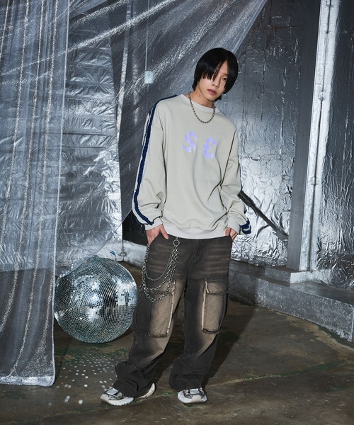 SAVEDGE（セーベッジ）の「LOOSE FRINGE LINE METAL LOGO SWEAT/ルーズフリンジラインメタルロゴスウェット（スウェット・メンズ・グレー/チャコール・L/M）」の17枚目の写真