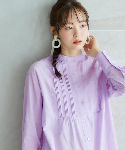 miclat（ミクラ）の「大きいサイズ　シアーボイルボリュームシャツチュニック　miclat（シャツ/ブラウス・レディース・ラベンダー/ホワイト・L/LL/3L/4L/5L）」の2枚目の写真