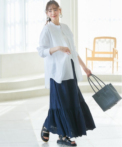 miclat（ミクラ）の「大きいサイズ　シアーボイルボリュームシャツチュニック　miclat（シャツ/ブラウス・レディース・ラベンダー/ホワイト・L/LL/3L/4L/5L）」の8枚目の写真