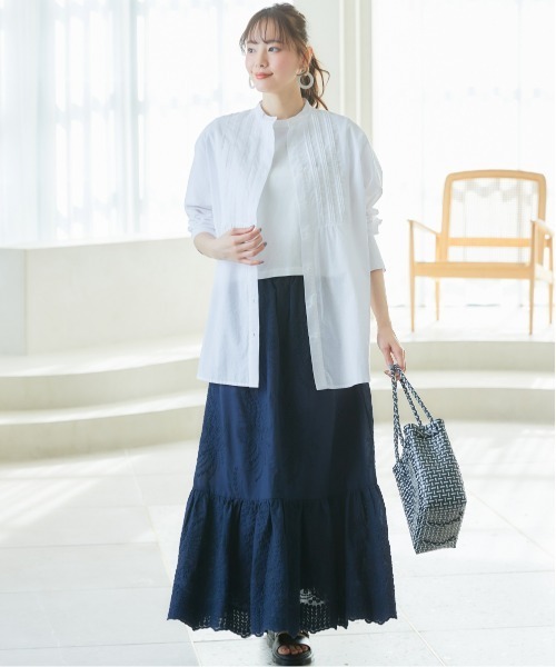 miclat（ミクラ）の「大きいサイズ　シアーボイルボリュームシャツチュニック　miclat（シャツ/ブラウス・レディース・ラベンダー/ホワイト・L/LL/3L/4L/5L）」の5枚目の写真