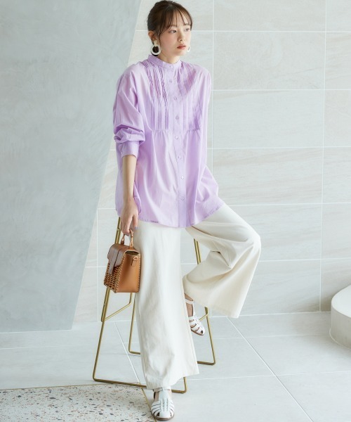 miclat（ミクラ）の「大きいサイズ　シアーボイルボリュームシャツチュニック　miclat（シャツ/ブラウス・レディース・ラベンダー/ホワイト・L/LL/3L/4L/5L）」の6枚目の写真