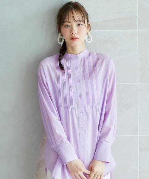 miclat（ミクラ）の「大きいサイズ　シアーボイルボリュームシャツチュニック　miclat（シャツ/ブラウス・レディース・ラベンダー/ホワイト・L/LL/3L/4L/5L）」の9枚目の写真