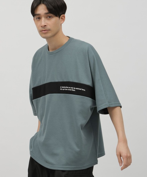 LAKOLE（ラコレ）の「パネル切替ドルマンＴ / 108770（Tシャツ/カットソー・メンズ・ホワイト/ブラック/グリーン・MEDIUM/LARGE）」の3枚目の写真