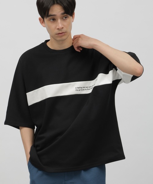 LAKOLE（ラコレ）の「パネル切替ドルマンＴ / 108770（Tシャツ/カットソー・メンズ・ホワイト/ブラック/グリーン・MEDIUM/LARGE）」の2枚目の写真