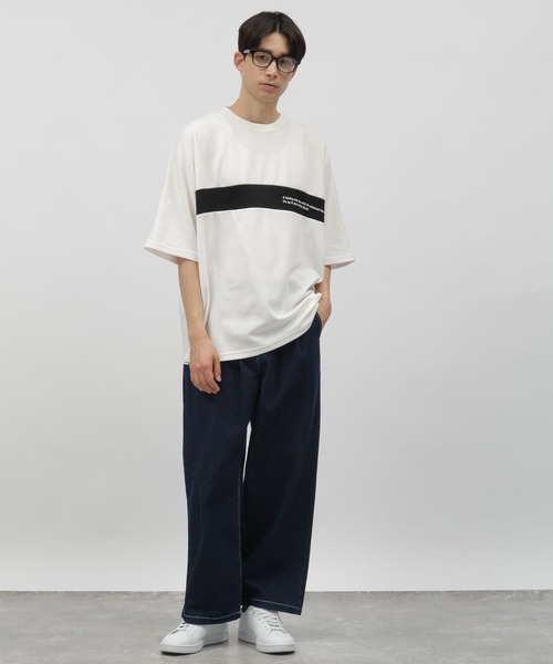 LAKOLE（ラコレ）の「パネル切替ドルマンＴ / 108770（Tシャツ/カットソー・メンズ・ホワイト/ブラック/グリーン・MEDIUM/LARGE）」の4枚目の写真