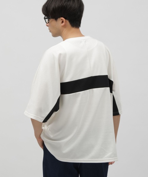 LAKOLE（ラコレ）の「パネル切替ドルマンＴ / 108770（Tシャツ/カットソー・メンズ・ホワイト/ブラック/グリーン・MEDIUM/LARGE）」の5枚目の写真