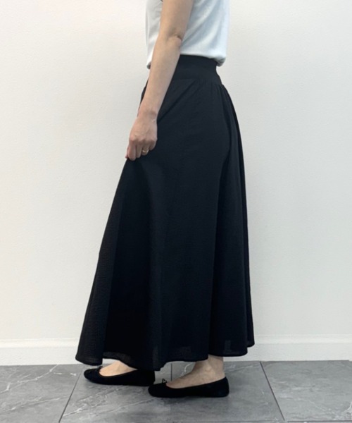 INTERPLANET（インタープラネット）の「コットンサッカーフレアースカート（スカート・レディース・ブラック/オフホワイト/ブルー・FREE）」の7枚目の写真