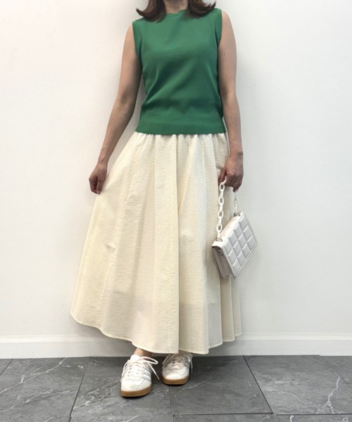 INTERPLANET（インタープラネット）の「コットンサッカーフレアースカート（スカート・レディース・ブラック/オフホワイト/ブルー・FREE）」の10枚目の写真