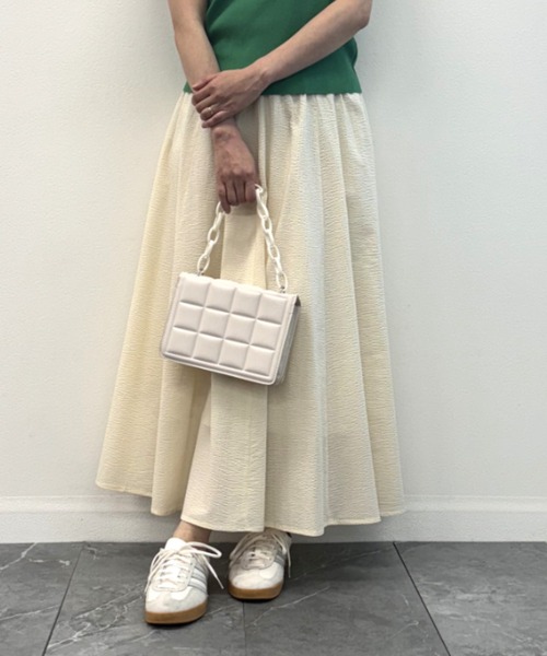 INTERPLANET（インタープラネット）の「コットンサッカーフレアースカート（スカート・レディース・ブラック/オフホワイト/ブルー・FREE）」の11枚目の写真