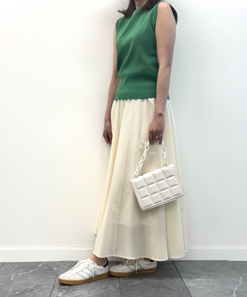 INTERPLANET（インタープラネット）の「コットンサッカーフレアースカート（スカート・レディース・ブラック/オフホワイト/ブルー・FREE）」の12枚目の写真