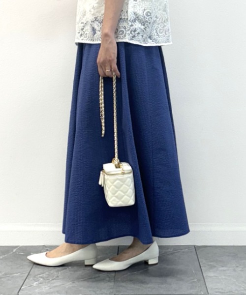 INTERPLANET（インタープラネット）の「コットンサッカーフレアースカート（スカート・レディース・ブラック/オフホワイト/ブルー・FREE）」の17枚目の写真