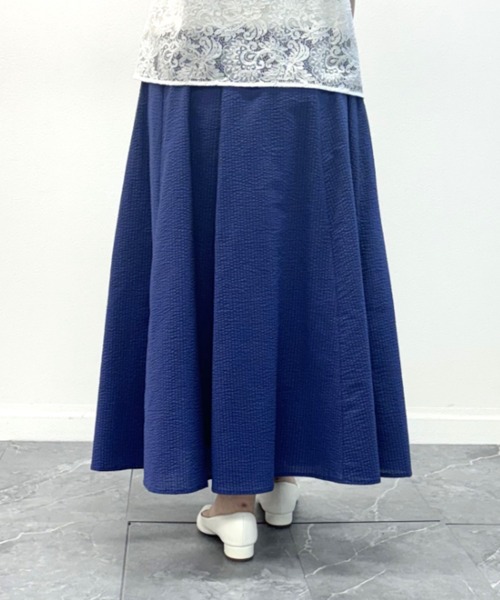 INTERPLANET（インタープラネット）の「コットンサッカーフレアースカート（スカート・レディース・ブラック/オフホワイト/ブルー・FREE）」の18枚目の写真