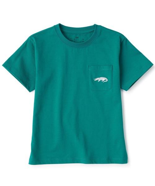 無印良品(ムジルシリョウヒン)の「キッズ 刺繍入りポケット半袖Tシャツ(Tシャツ/カットソー・キッズ・ブルー系1/スモークピンク/マスタード/オフホワイト/パープル/チャコールグレー/グリーン系2/ダークグリーン/ライトオレンジ系・150/140/130/120/110)」の2枚目の写真