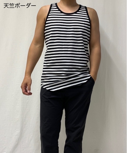 VIBGYOR(ヴィブジョー)の「裾ラウンド ロング丈 タンクトップ ワッフル&天竺&ボーダー(Tシャツ/カットソー・メンズ・ホワイト/ホワイト×グレー/ブラック系その他/杢グレー/ブラック/ホワイト×ブラック/ライトピンク・LARGE/MEDIUM)」の3枚目の写真