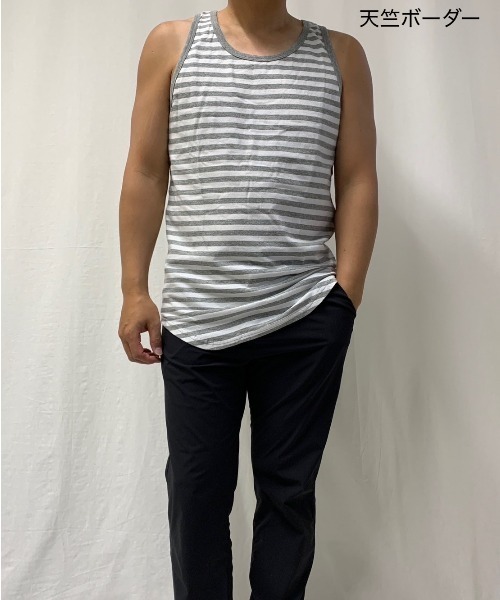 VIBGYOR(ヴィブジョー)の「裾ラウンド ロング丈 タンクトップ ワッフル&天竺&ボーダー(Tシャツ/カットソー・メンズ・ホワイト/ホワイト×グレー/ブラック系その他/杢グレー/ブラック/ホワイト×ブラック/ライトピンク・LARGE/MEDIUM)」の4枚目の写真