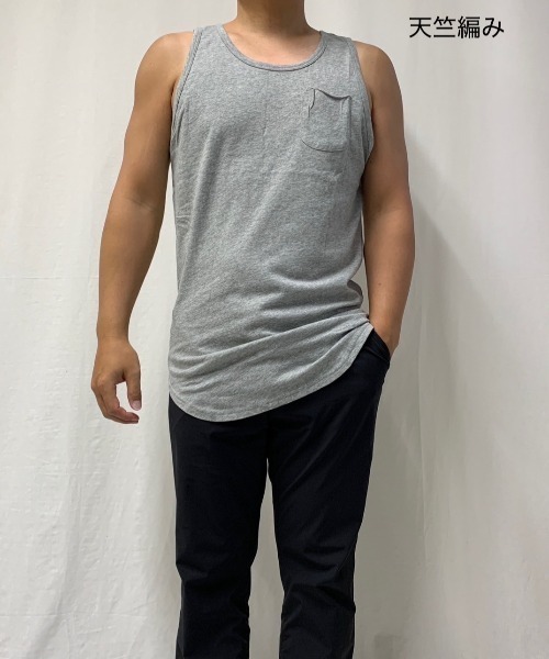 VIBGYOR(ヴィブジョー)の「裾ラウンド ロング丈 タンクトップ ワッフル&天竺&ボーダー(Tシャツ/カットソー・メンズ・ホワイト/ホワイト×グレー/ブラック系その他/杢グレー/ブラック/ホワイト×ブラック/ライトピンク・LARGE/MEDIUM)」の6枚目の写真