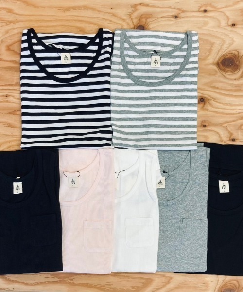VIBGYOR(ヴィブジョー)の「裾ラウンド ロング丈 タンクトップ ワッフル&天竺&ボーダー(Tシャツ/カットソー・メンズ・ホワイト/ホワイト×グレー/ブラック系その他/杢グレー/ブラック/ホワイト×ブラック/ライトピンク・LARGE/MEDIUM)」の15枚目の写真